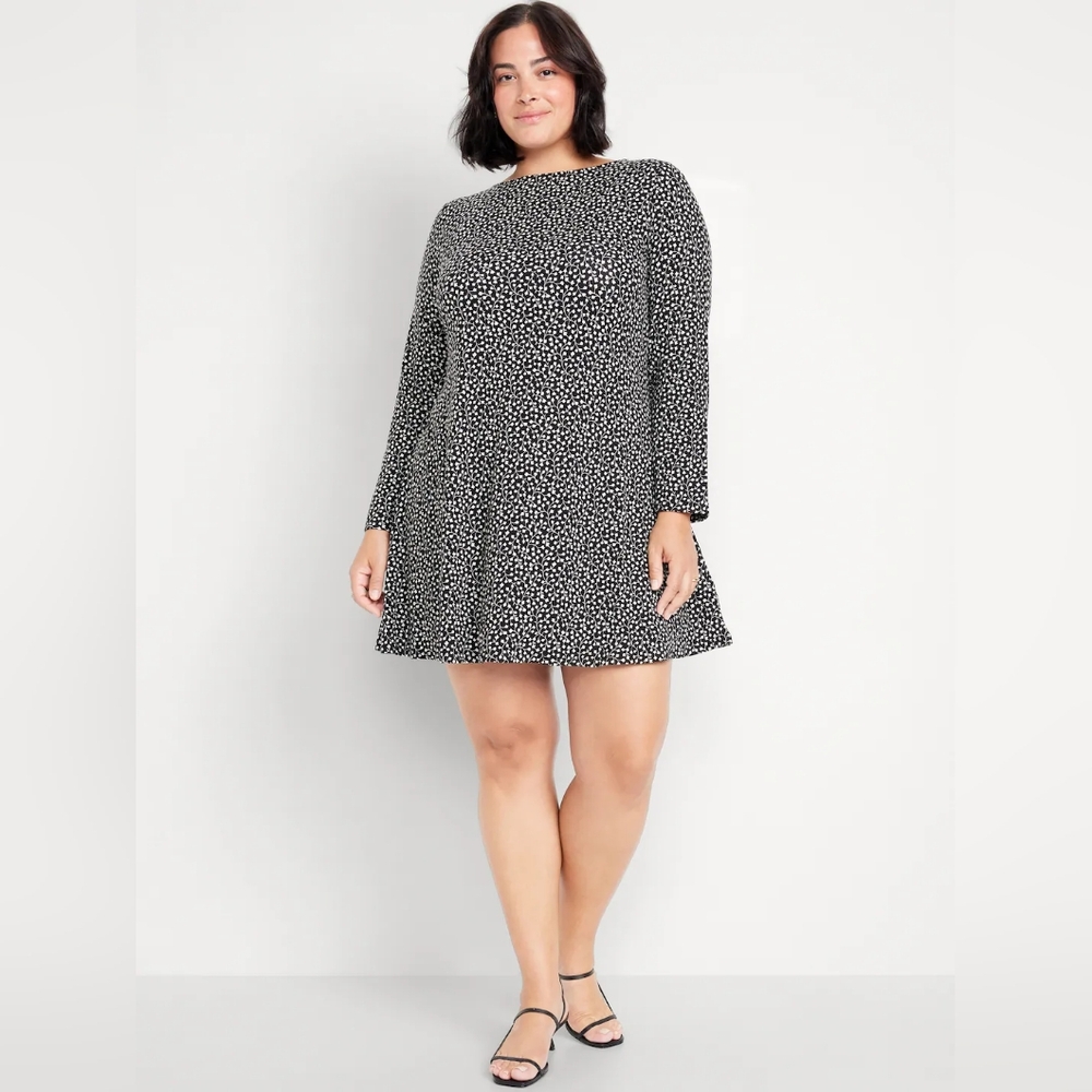 Long Sleeve Mini Swing Dress
